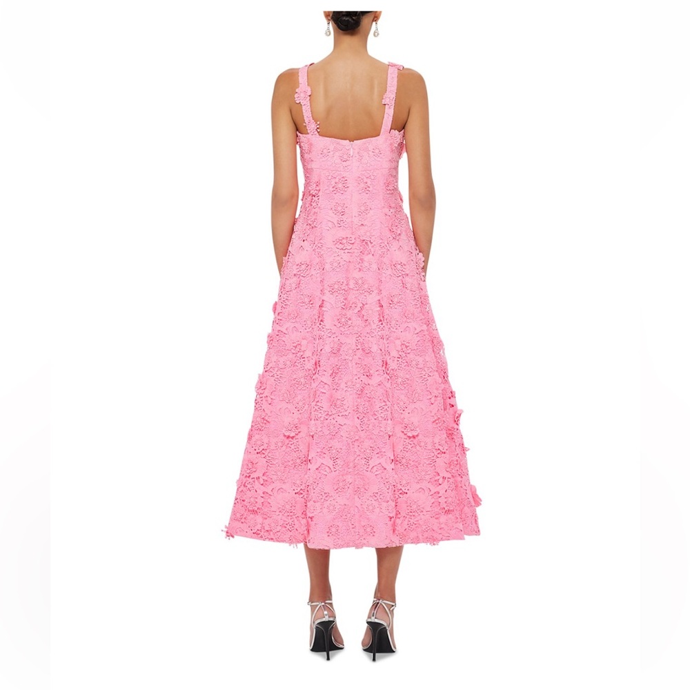 LEO LIN Odette Lace Midi Dress Pink Bubblegum A-Line Sleeveless Size 2 US - Picture 2 of 4